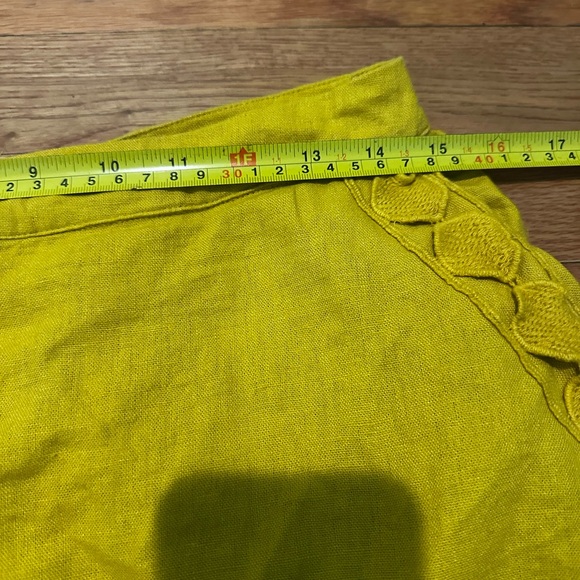 June & Hudson Yellow Linen Blend Ruffle Hem Shorts Omens Medium Boho - Picture 8 of 9